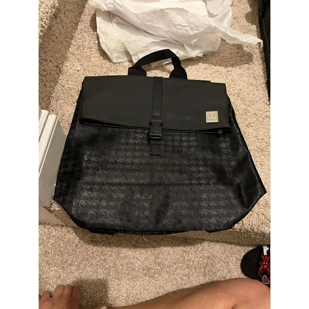 TANGER Large Unisex Back Houndstooth Backpack Laptop Tablet Bag Tote